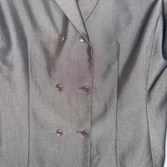 Larry Levine Womens 2 Piece Suit Short Sleeve Pants Size 14 Gray Shoulder Pads - Picture 4 of 14